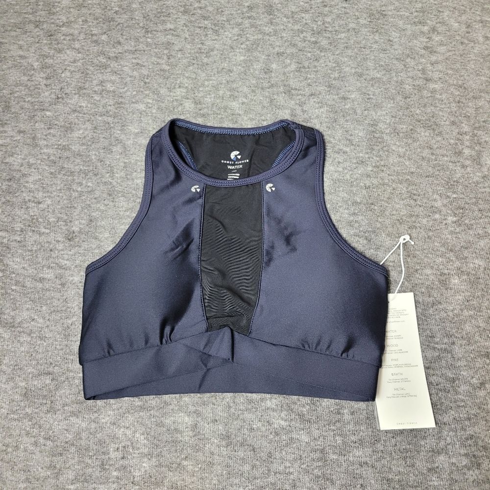 Ghost Flower Water Women's Size XS Innovative Bra High Neck Mesh Sports